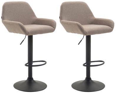 Lot De 2 Tabourets De Bar Braga En Tissu Taupe/noir