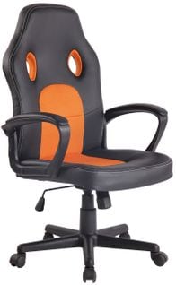 Chaise De Bureau Elbing En Similicuir Noir / Orange