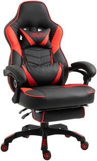 Chaise Gaming / De Bureau Tilos En Similicuir Avec Repose-pieds Téléscopique Noir / Rouge