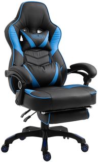 Chaise Gaming / De Bureau Tilos En Similicuir Avec Repose-pieds Téléscopique Noir / Bleu