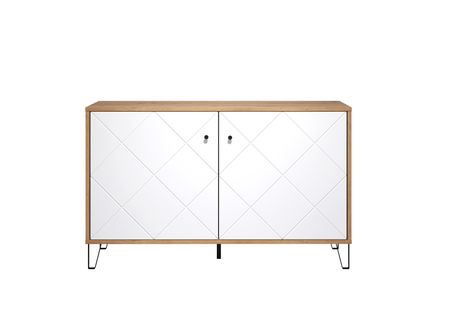 Buffet 2 Portes Bois Naturel T Blanc Beto 100 Cm