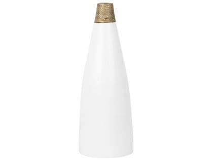 Terre Cuite Vase Décoratif 53 Cm Blanc Doré Emona