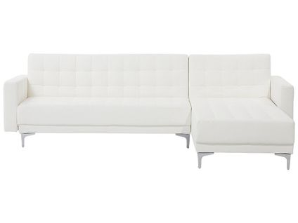 Canapé Angle Droit Convertible En Cuir Pu Blanc 4 Places Aberdeen