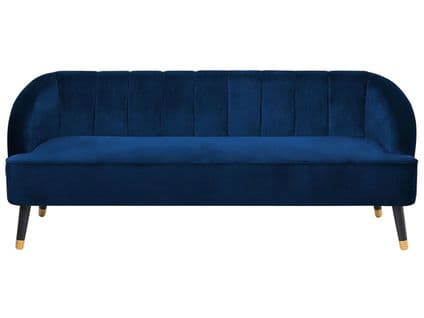 Canapé 3 Places En Velours Bleu Cobalt Alsvag