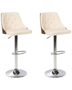 Tabouret Rotatif Set De 2 Cuir Pu Beige Vancouver