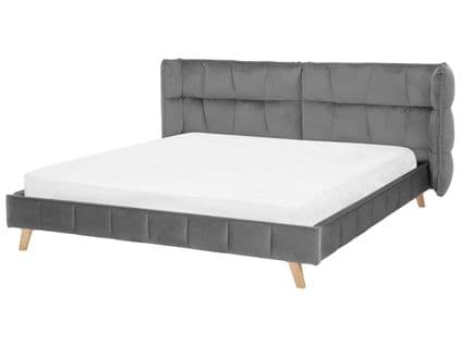 Lit Double En Velours Gris 180 X 200 Cm Senlis