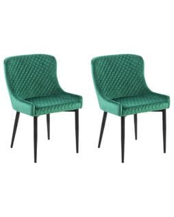 Chaise De Salle à Manger Set De 2 Velours Vert Solano