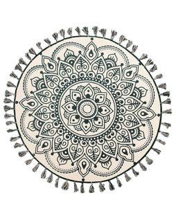 Tapis Rond Au Motif Mandala 120 Cm Crème Et Vert Irice