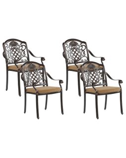 Lot De 4 Chaises De Jardin Marron Foncé Salento