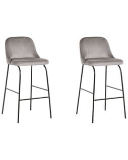 Tabouret De Bar Set De 2 Velours Gris Clair Nekoma