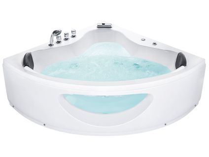 Baignoire D'angle Blanche 205 X 146 Cm Avec LED Tocoa