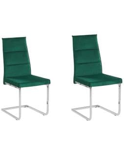 Chaise En Porte-à-faux Set De 2 Velours Vert Rockford