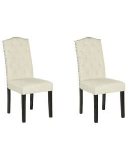 Lot De 2 Chaises En Tissu Capitonné Crème Shirley