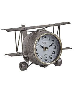 Horloge De Table Avion Argenté 15 Cm Stans