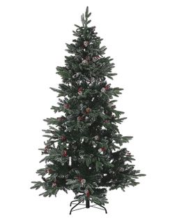 Sapin De Noël Artificiel Effet Givré Avec Décorations 180 Cm Vert Denali