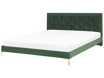 Lit Double En Velours Vert 180 X 200 Cm Limoux