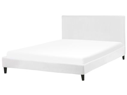 Lit Double En Velours Blanc 180 X 200 Cm Fitou