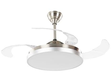 Ventilateur De Plafond Argenté Et Transparent Avec Lampe Ibar
