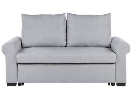 Canapé 2 Places Convertible En Tissu Gris Clair Silda