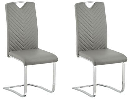 Set De 2 Cuir Pu Chaise En Porte-à-faux Gris Clair Picknes