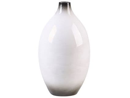 Terre Cuite Vase Décoratif 36 Cm Blanc Noir Baeza