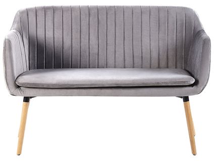 Canapé Banquette 2 Places En Velours Gris Clair Taby