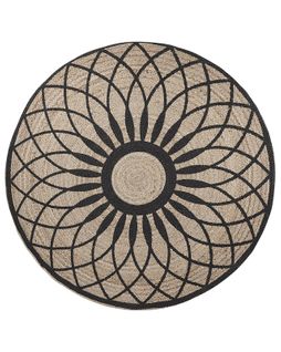 Tapis En Jute D 140 Cm Beige / Noir Motif Rosace Kullar