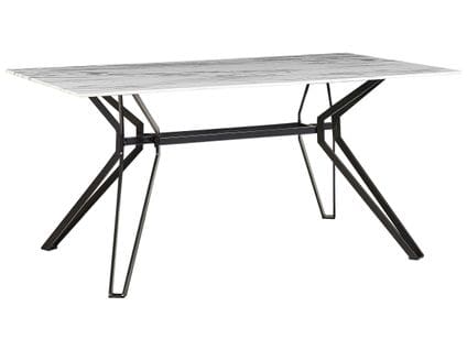 Table De Salle à Manger Effet Marbre Blanc / Noir 160 X 90 Cm Ballina