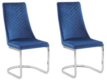 Chaise En Porte-à-faux Set De 2 Velours Bleu Marine Altoona