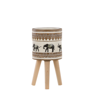 Cache-pot Motif Éléphant Avec Pieds En Bois D 19 Cm Kottes