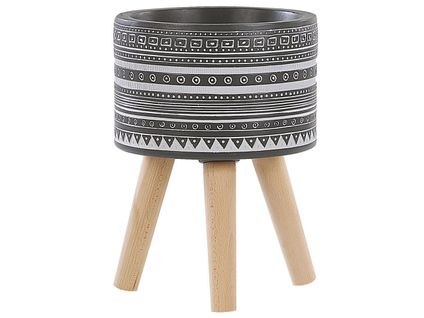 Cache-pot Gris Avec Pieds En Bois D 21 Cm Arginia