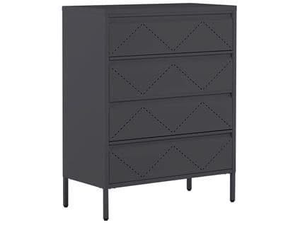 Commode 4 Tiroirs En Acier Noir Matana