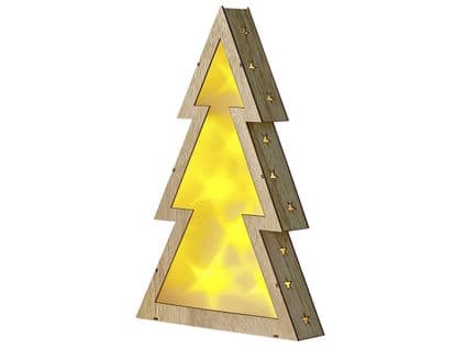 Décoration LED Arbre De Noël En Bois Marron Clair 35 Cm Juva