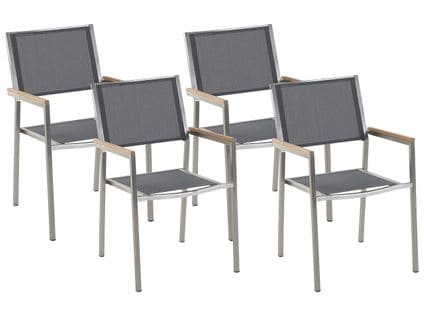 Lot De 4 Chaises Grises En Acier Grosseto