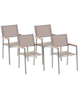 Lot De 4 Chaises Beiges En Acier Grosseto