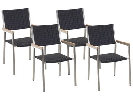 Lot De 4 Chaises Noires En Rotin Grosseto