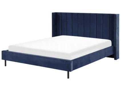 Lit Double En Velours Bleu Marine 180 X 200 Cm Villette