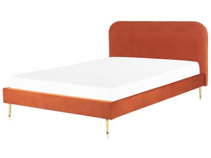 Lit Double En Velours Orange 180 X 200 Cm Flayat