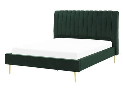 Lit Double En Velours Vert 140 X 200 Cm Marville