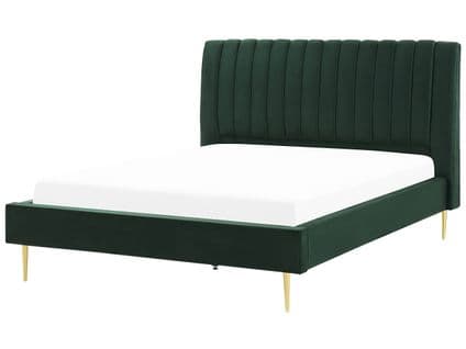 Lit Double En Velours Vert 180 X 200 Cm Marville