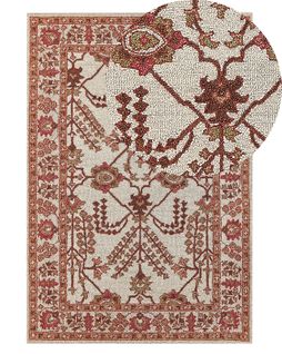 Tapis En Laine 140 X 200 Cm Orange Et Beige Adilcevaz