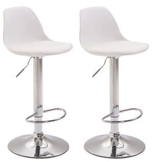 Lot De 2 Tabourets De Bar Kiel Similicuir Et Coque En Plastique Blanc /chrome