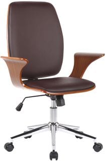 Fauteuil De Bureau Burbank Avec Coque D'assise En Bois Noyer / Marron/similicuir