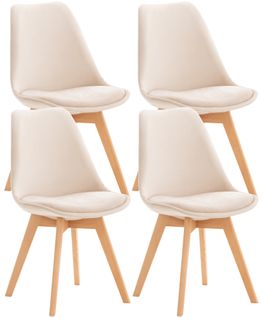 Lot De 4 Chaises De Cuisine Linares Beige/velours