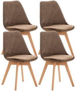 Lot De 4 Chaises De Cuisine Linares Marron Foncé/velours