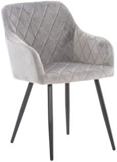 Chaise De Salle À Manger Shila Avec Piètement En Métal Noir Gris/velours