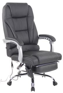 Fauteuil De Bureau Pacific En Véritable Cuir Avec Fonction Massage Noir