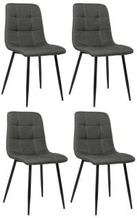 Lot De 4 Chaises De Salle À Manger Tilde Avec Piètement En Métal Noir Gris Foncé/tissu