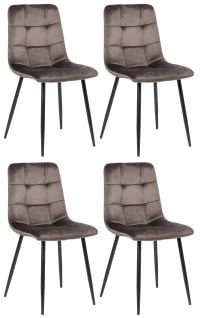 Lot De 4 Chaises De Salle À Manger Tilde Avec Piètement En Métal Noir Gris/velours