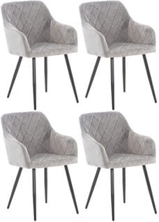 Lot De 4 Chaises De Salle À Manger Shila Avec Piètement En Métal Noir Gris/velours